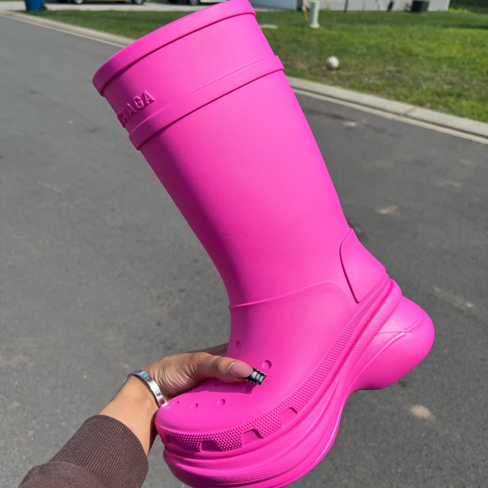 Pink Balenciaga Croc Boots
